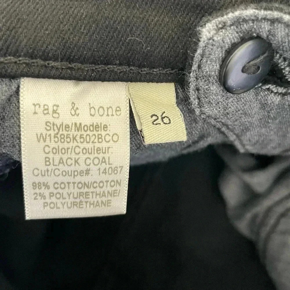 Rag & Bone black laced up skinny jeans in black coal - Picture 8 of 11